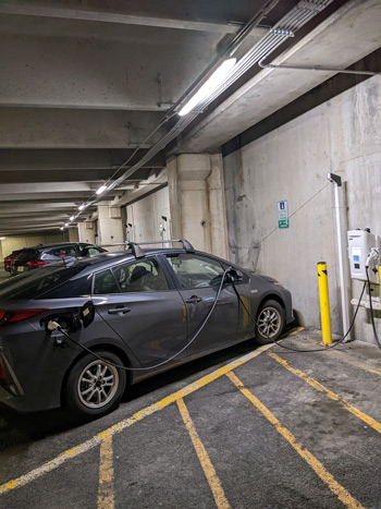 EV charging station in garage