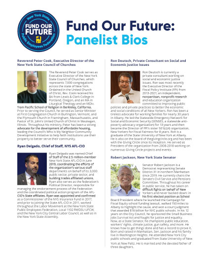 Panelist Bios for Fund Our Future Campaign