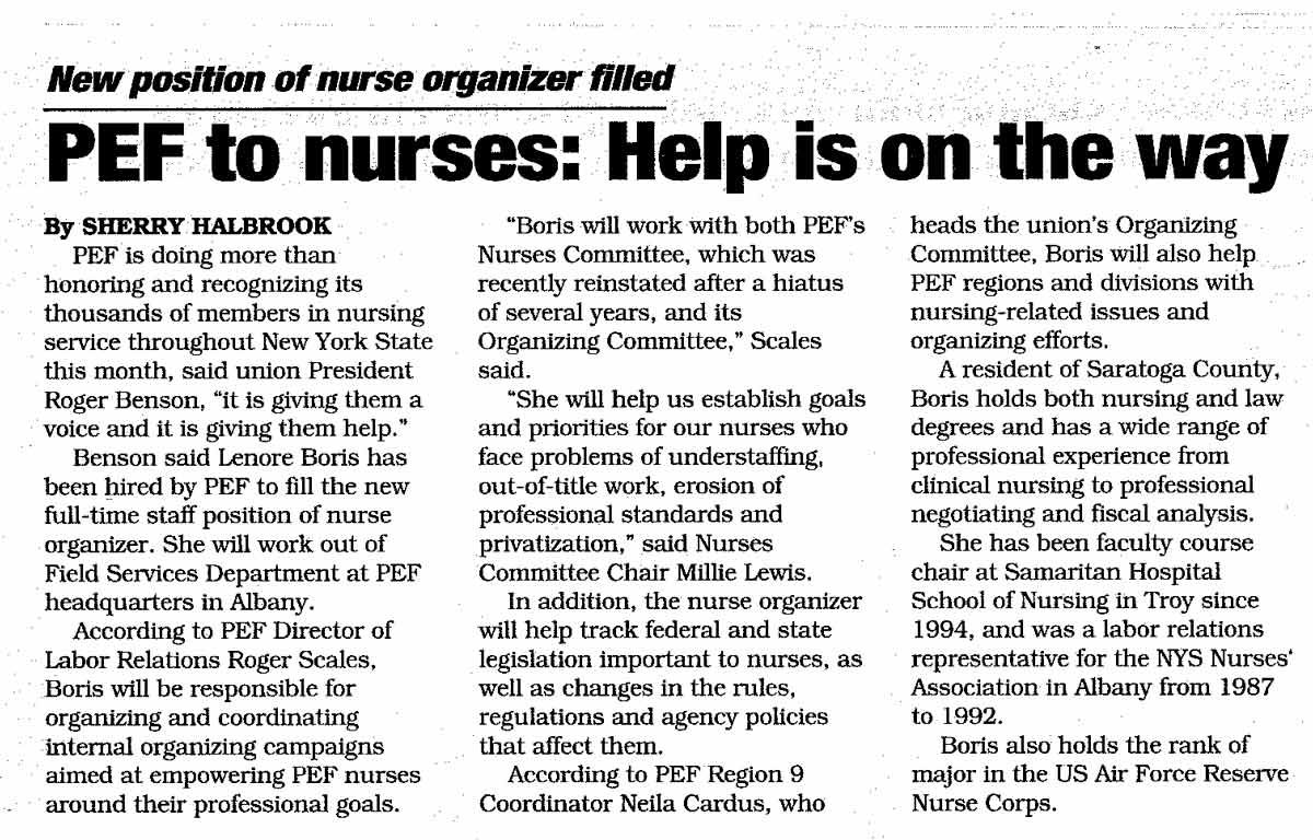 PEF to nurses: Help is on the way