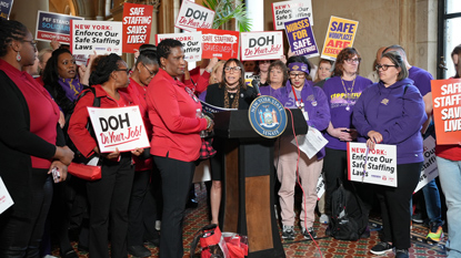 PEF Vice President speaking at Safe Staffing Nurse Rally - Albany NY