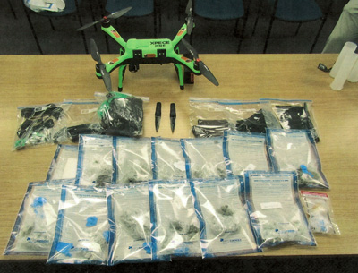Police seized the contraband and drone shown above after an incident on Sunday, March 14 at the Marcy Correctional Facility. (Photo provided by the New York State Department of Corrections and Community Supervision)